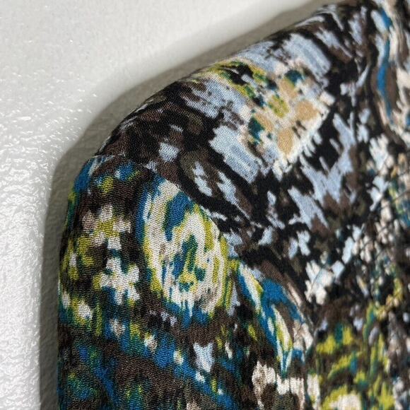 J Jill Dark Floral Argyle Stretchy Long Sleeve Blouse Size Small - Picture 3 of 8